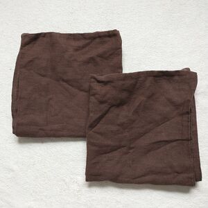 IKEA Pillow Cases Covers 100% Linen Brown Decor Throw Square Set of 2 19x19"
